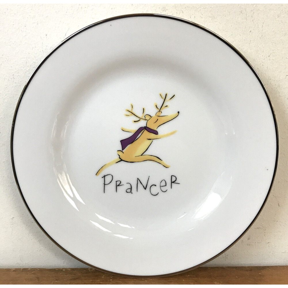 Pottery Barn Reindeer Prancer Christmas Salad Dessert Cheese Plate Japan 8.5"